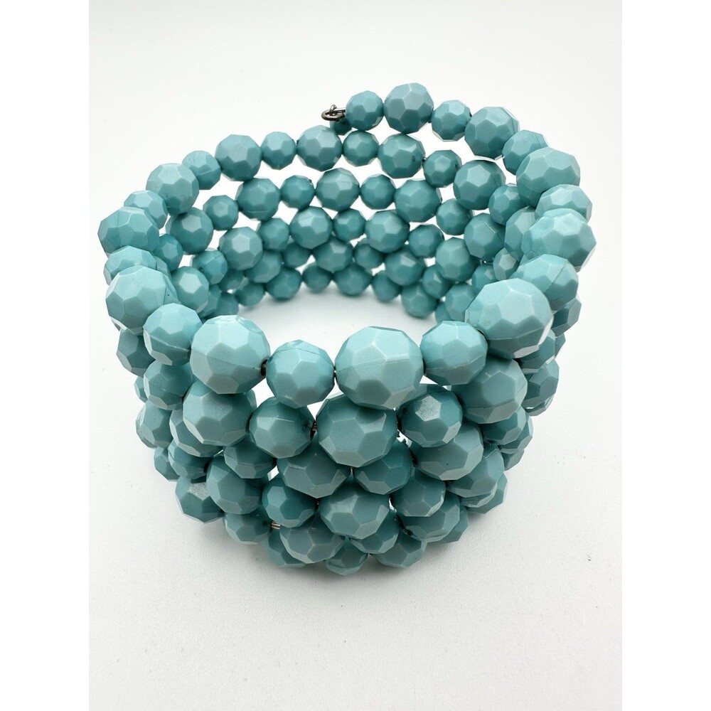 Vintage Acrylic Plastic Bead Wire Cuff Bracelet